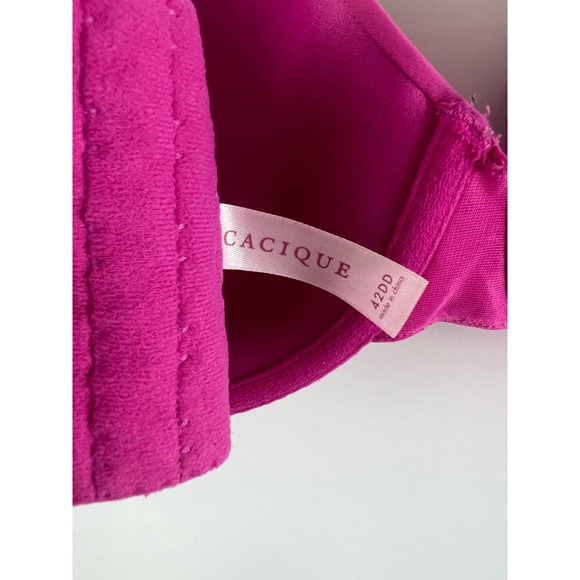 Lane Bryant Cacique 42DD Pink Underwire Plunge Full Coverage Lightly Lined - Picture 2 of 4